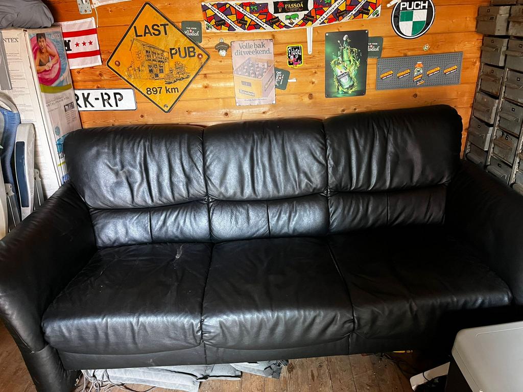 Zwarte bank 3 zits, Ophalen, Zo goed als nieuw, 75 tot 100 cm, 200 tot 250 cm