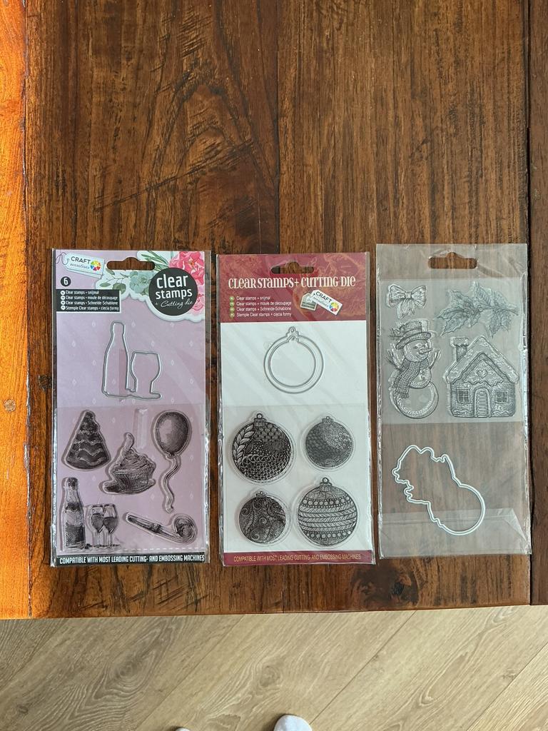 3 x Clear stamps met snijmallen van Craft sensations Kerst, Ophalen of Verzenden, Nieuw, Clearstamp