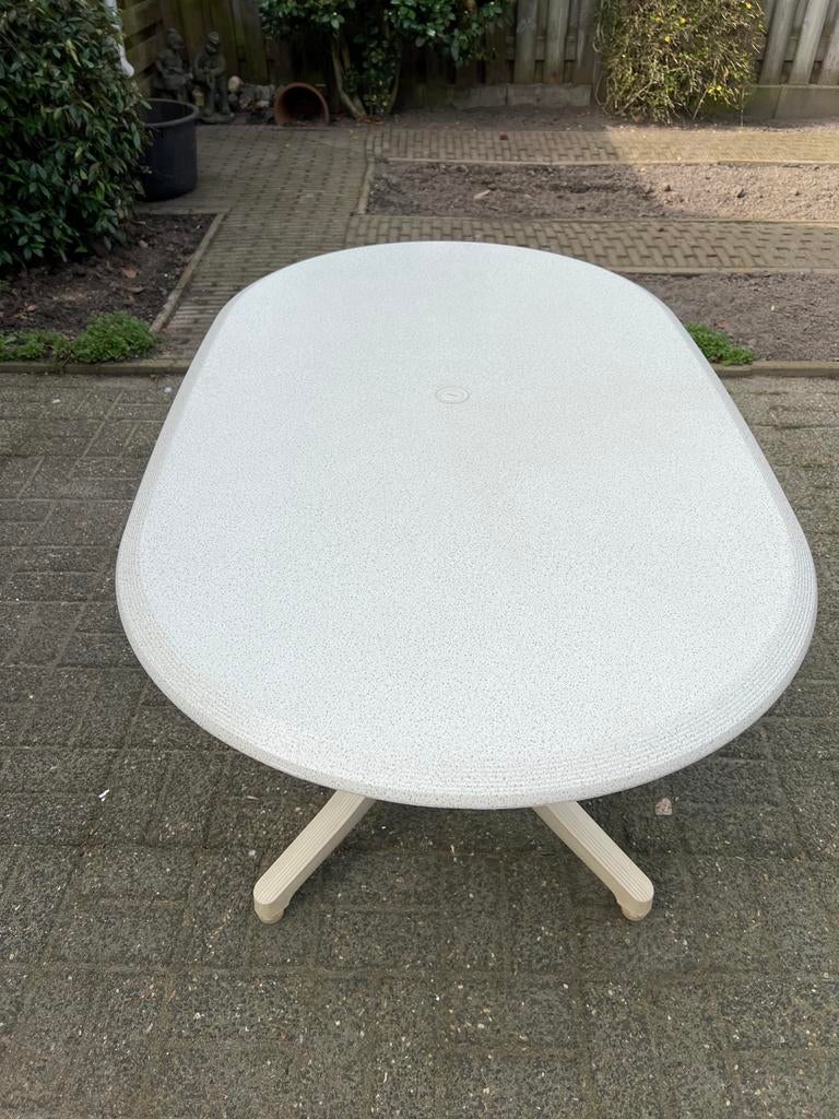 Hartman tuinset met tafel, 9 stoelen en 3 voetenbankjes, Tuin en Terras, Ophalen, Kunststof, Gebruikt, Eettafel