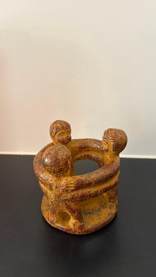 Aardewerk beeld Circle of life / vriendschap Mexico keramiek, Antiek en Kunst, Antiek | Keramiek en Aardewerk, Ophalen of Verzenden