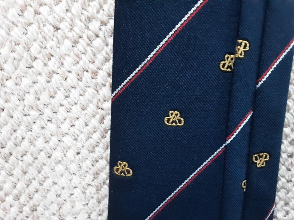 Donkerblauwe stropdas met patroon, Ophalen of Verzenden, Zo goed als nieuw