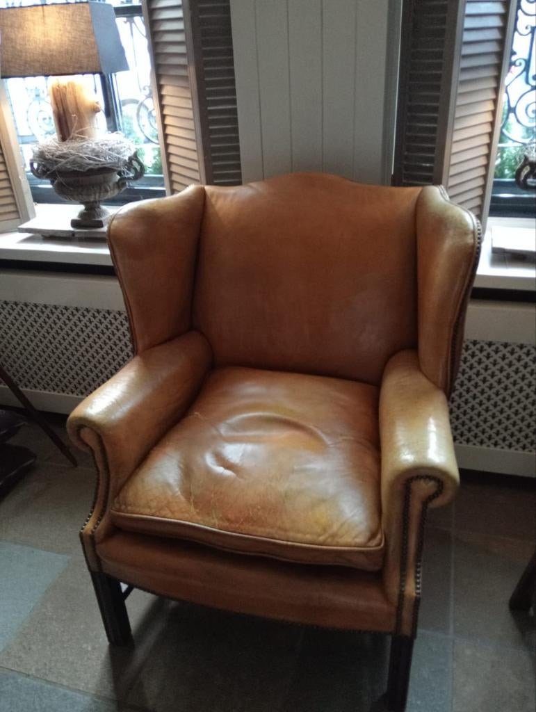 GRATIS AFHALEN Leren oor fauteuil, Ophalen, 75 tot 100 cm, 50 tot 75 cm