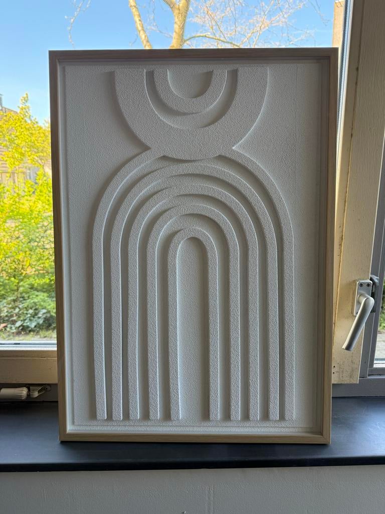 Abstracte 3D Kunst aan de Muur - Wit Reliëf, Ophalen