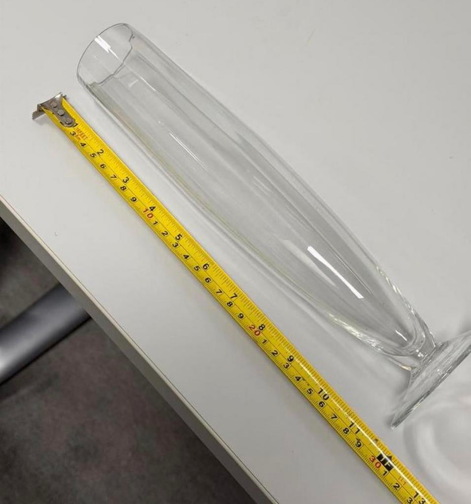 Vintage glazen vaas 30 cm hoog – helder glas bloemenvaas, Antiek en Kunst, Antiek | Vazen, Ophalen of Verzenden