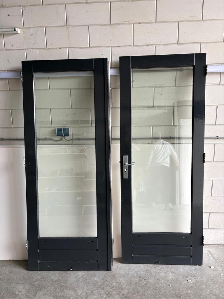 Hardhouten tuindeuren, Doe-het-zelf en Verbouw, Deuren en Horren, Gebruikt, Buitendeur, 200 tot 215 cm, Hout