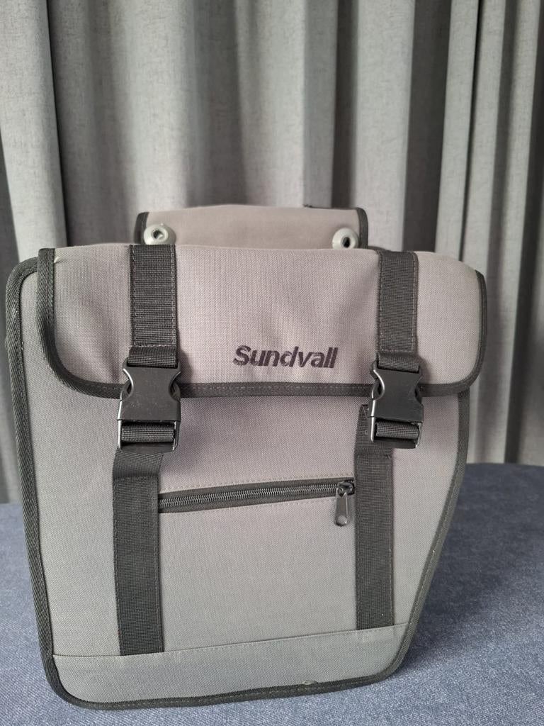 Sundvall Dubbele Fietstassen Grijs met Zwarte Bies, Ophalen of Verzenden, Gebruikt, Sundvall