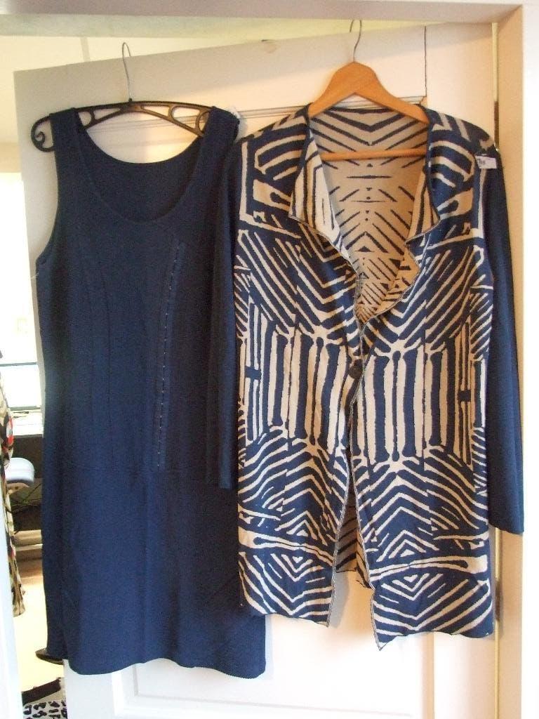 Aldo Martin's gebreid jurkje met bijpassend vest 40, Maat 38/40 (M), Blauw, Aldo Martin's, Nieuw