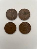 Vier 5 Cent Munten Juliana - 1952, 1954, 1956, 1957, Ophalen of Verzenden, Koningin Juliana, 5 cent, Losse munt