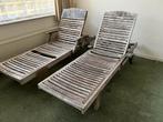 Teakhouten lounge bedden 80 x 200, Ophalen, Gebruikt, Teakhout, Verstelbaar