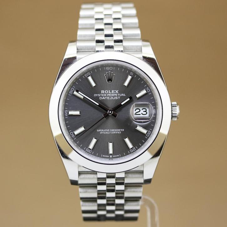 Rolex Datejust 41 126300 Dark Rhodium Jubilee, Sieraden, Tassen en Uiterlijk, Horloges | Heren, Zo goed als nieuw, Polshorloge