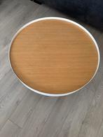 Ronde salontafel met houtlook blad, Huis en Inrichting, Gebruikt, Rond, Minder dan 50 cm, Overige houtsoorten