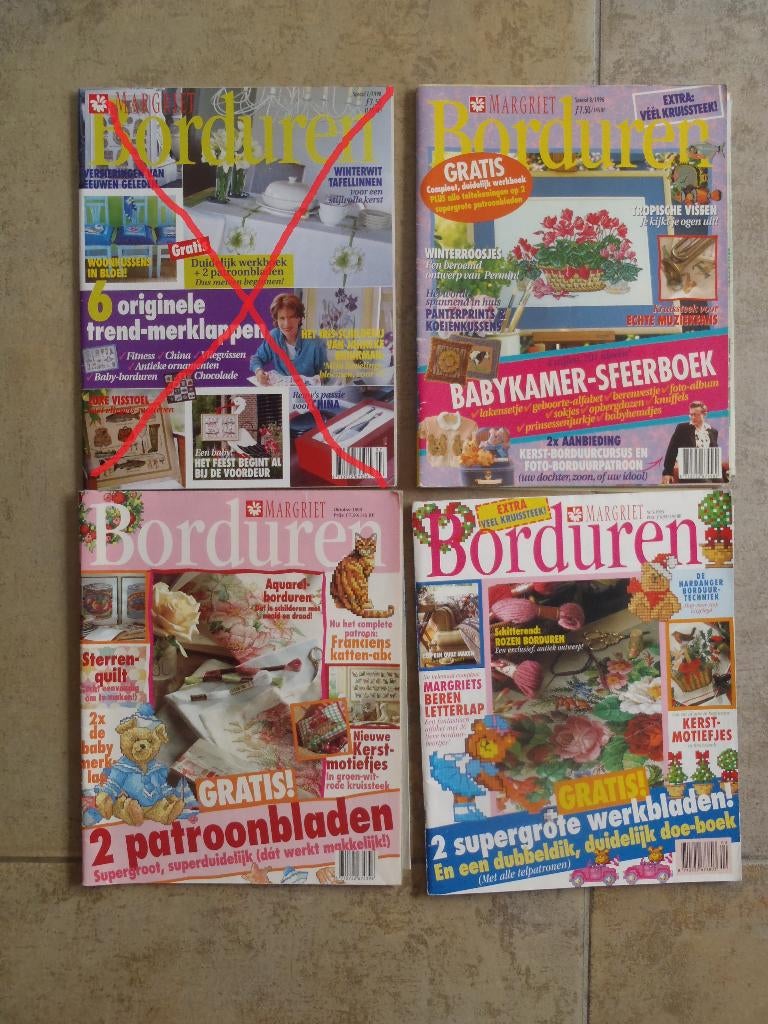 3 Margriet Borduur magazines met originele patroonbladen., Hobby en Vrije tijd, Ophalen of Verzenden, Nieuw, Handborduren, Patroon