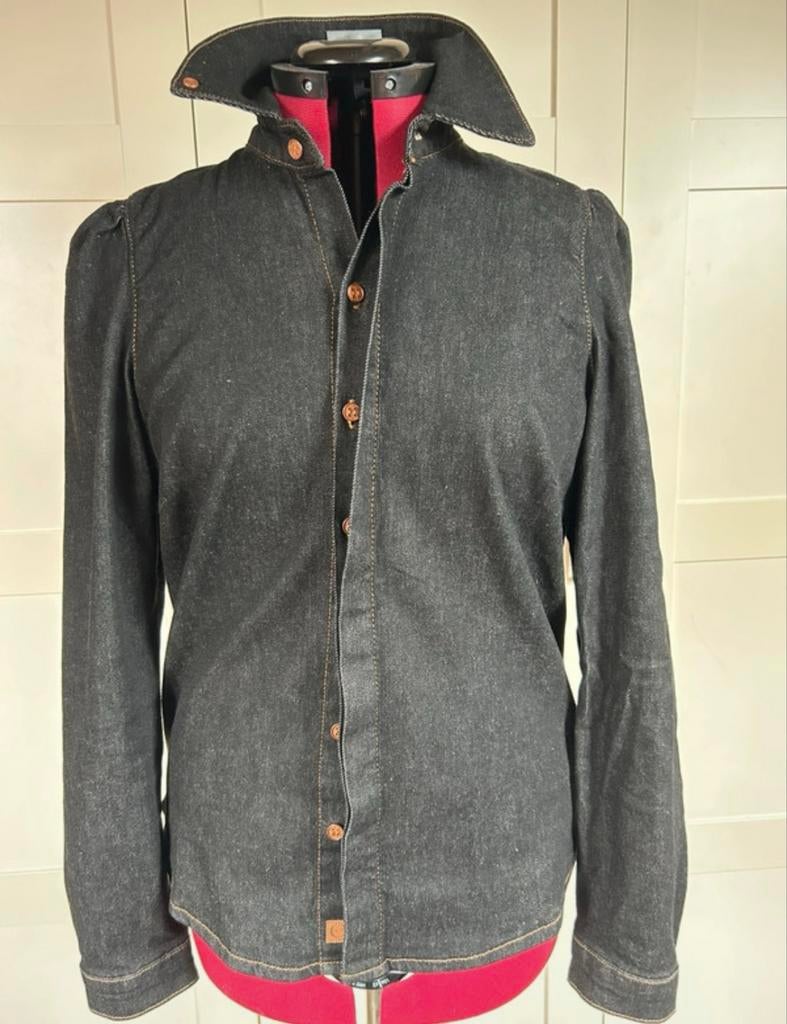 Spijkerblouse Rana Caroline Tensen & Mart Visser Zwart, Kleding | Dames, Blouses en Tunieken, Ophalen of Verzenden, Gedragen, Maat 38/40 (M)