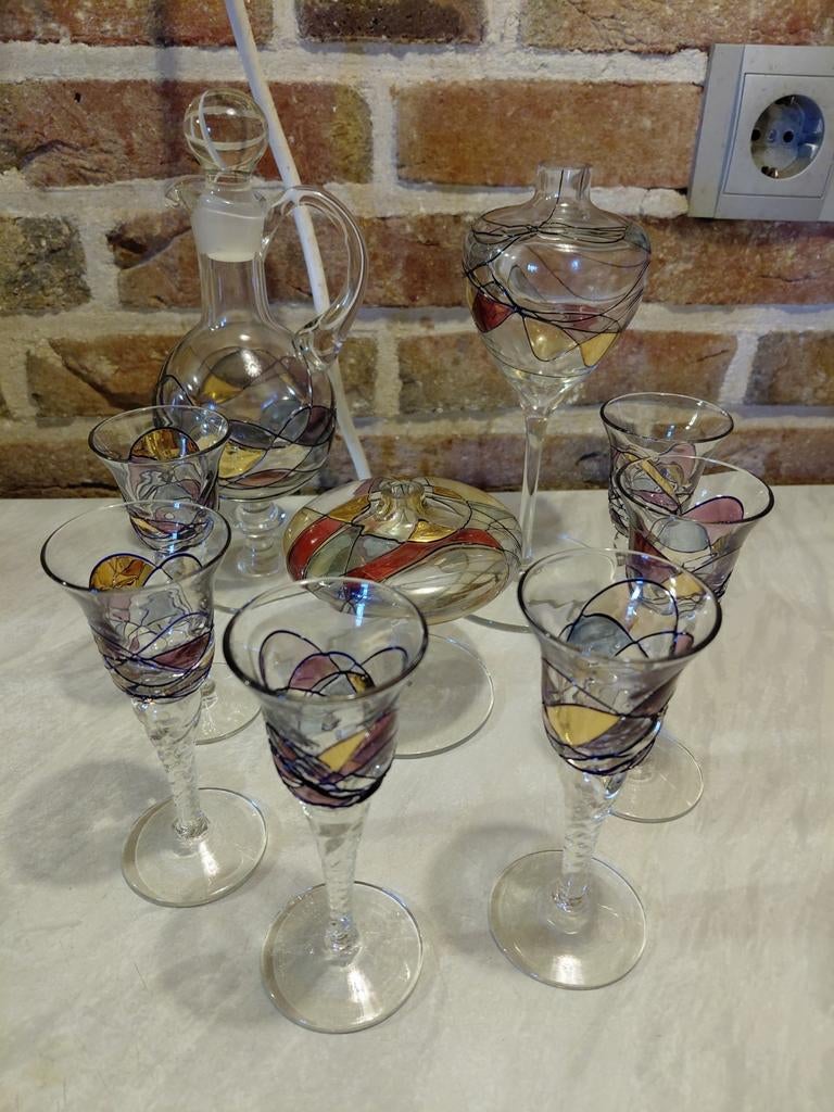 Vintage like glaswerk set met karaf en glazen, Ophalen