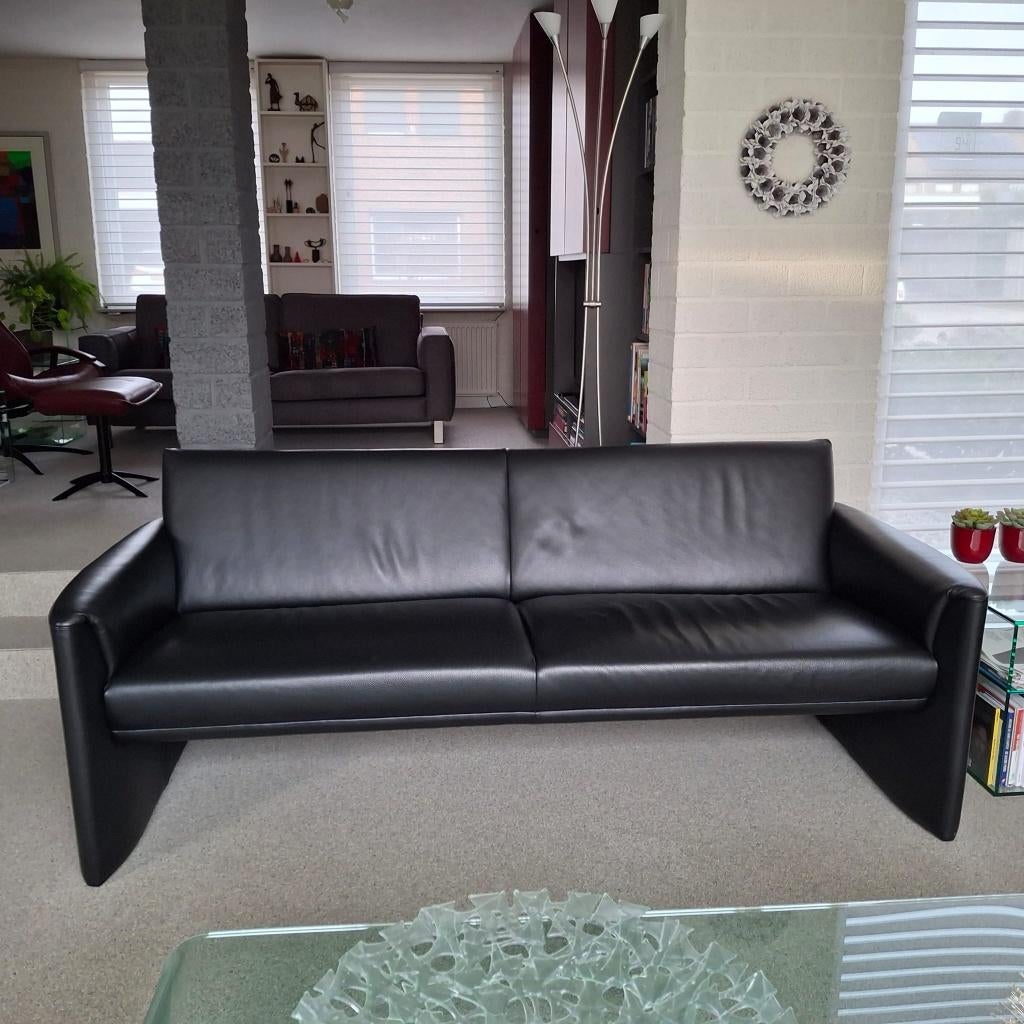 Leolux bank boavista 3 zits zwart leer, Huis en Inrichting, Banken | Bankstellen, Ophalen, Gebruikt, 150 tot 200 cm, Driepersoons