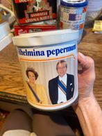 Vintage Wilhelmina Pepermunt Blik met Koninklijk Portret, Ophalen of Verzenden, Gebruikt, Nederland, Overige typen