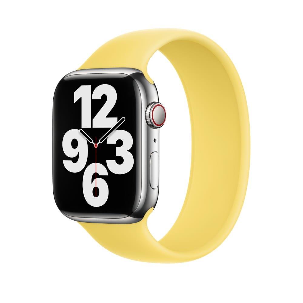 Apple Watch Silicone Solo Loop Lemon Zest Size 4, 5, 6 & 7, Watch 38mm t/m 42mm, Bandje, Apple, Nieuw
