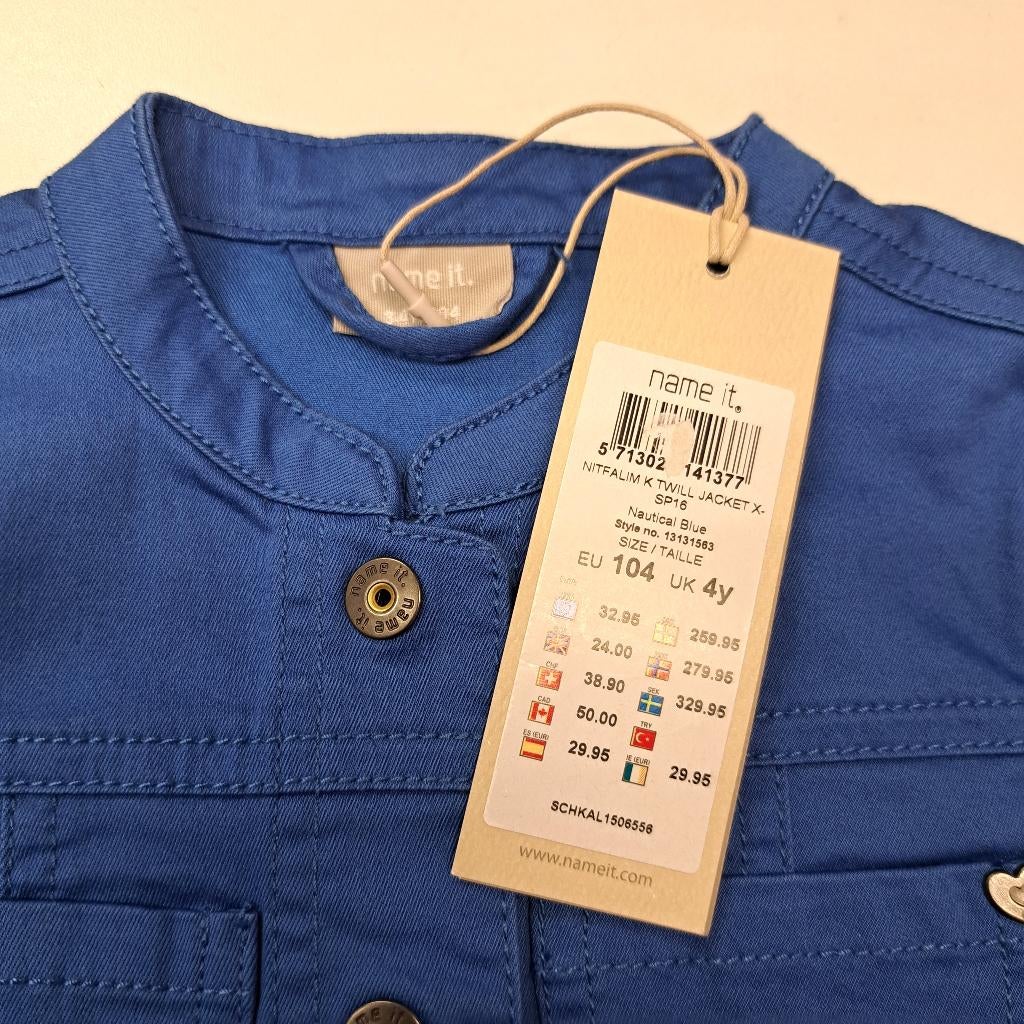 Name it nieuw jas jacket kobaltblauw drukknoopjes 104 48307, Kinderen en Baby's, Kinderkleding | Maat 104, Meisje, ., Name IT