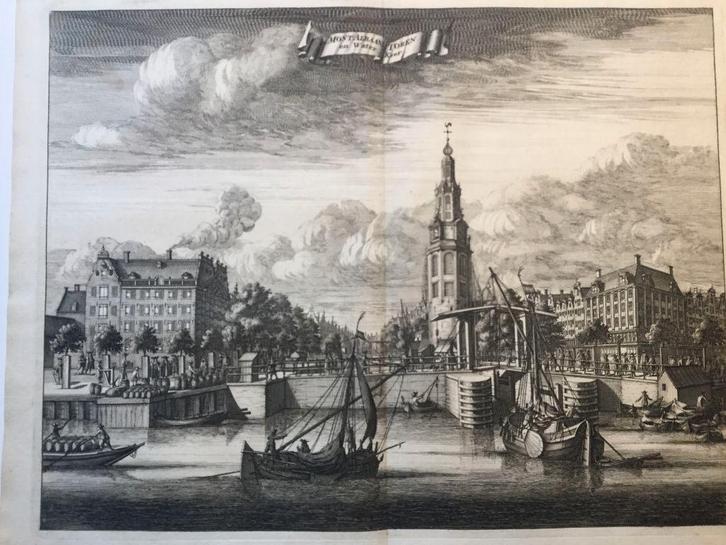Amsterdam, Montalbaanstoren (Oude Schans 2), 1760, Antiek en Kunst, Kunst | Etsen en Gravures, Verzenden