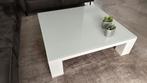 Moderne witte salontafel met glazen blad, Huis en Inrichting, Tafels | Salontafels, Ophalen, 100 tot 150 cm, 50 tot 100 cm, Zo goed als nieuw