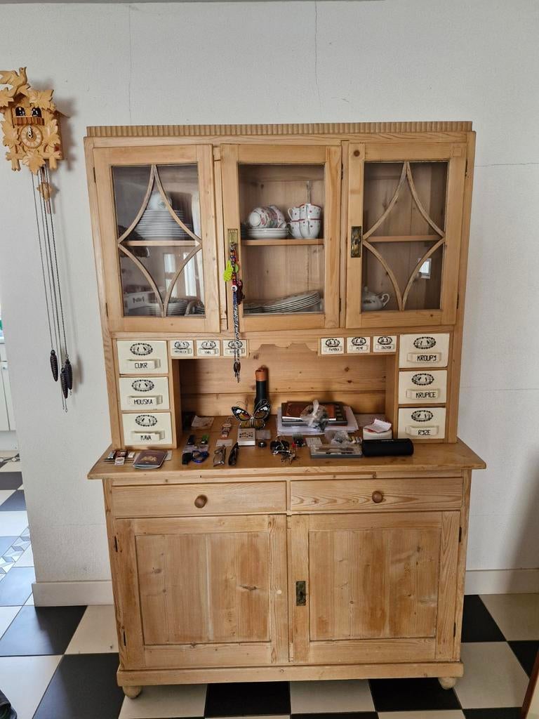 Antieke Grenen Buffetkast / Grutterskast - Tsjechische Lades, Antiek en Kunst, Ophalen