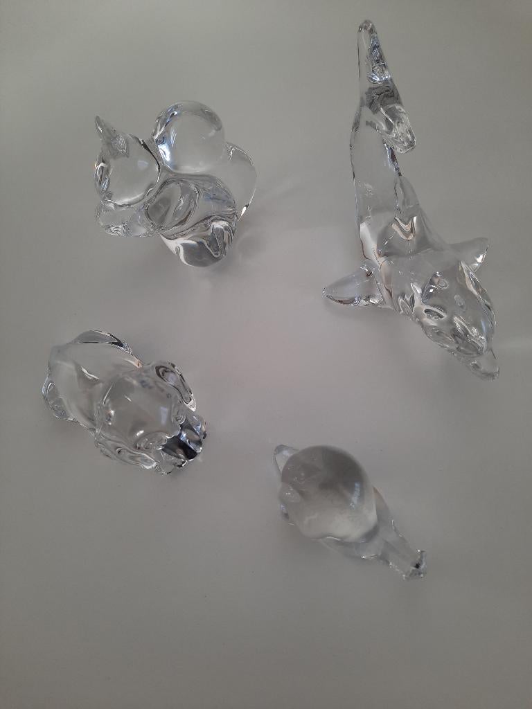 Dierenfiguren glas Villeroy en Boch 4 x, Verzamelen, Ophalen of Verzenden, Gebruikt, Overige soorten, Beeldje of Figuurtje