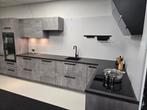 NIEUW showmodel betonlook hoekkeuken industrieel €9250,-, Huis en Inrichting, Ophalen, Nieuw, Grijs, 200 cm of meer