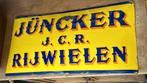 Oud Emaille reclame bord Juncker Rijwielen, Ophalen of Verzenden, Gebruikt, Reclamebord