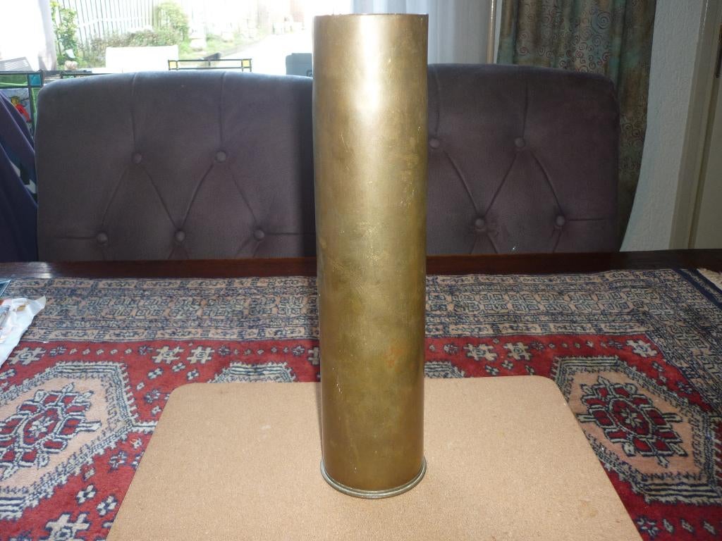 Historische Eerste Wereldoorlog Frans granaat huls 75 mm, Verzamelen, Ophalen of Verzenden, Landmacht, Overige gebieden, Hulzen of Bodemvondsten