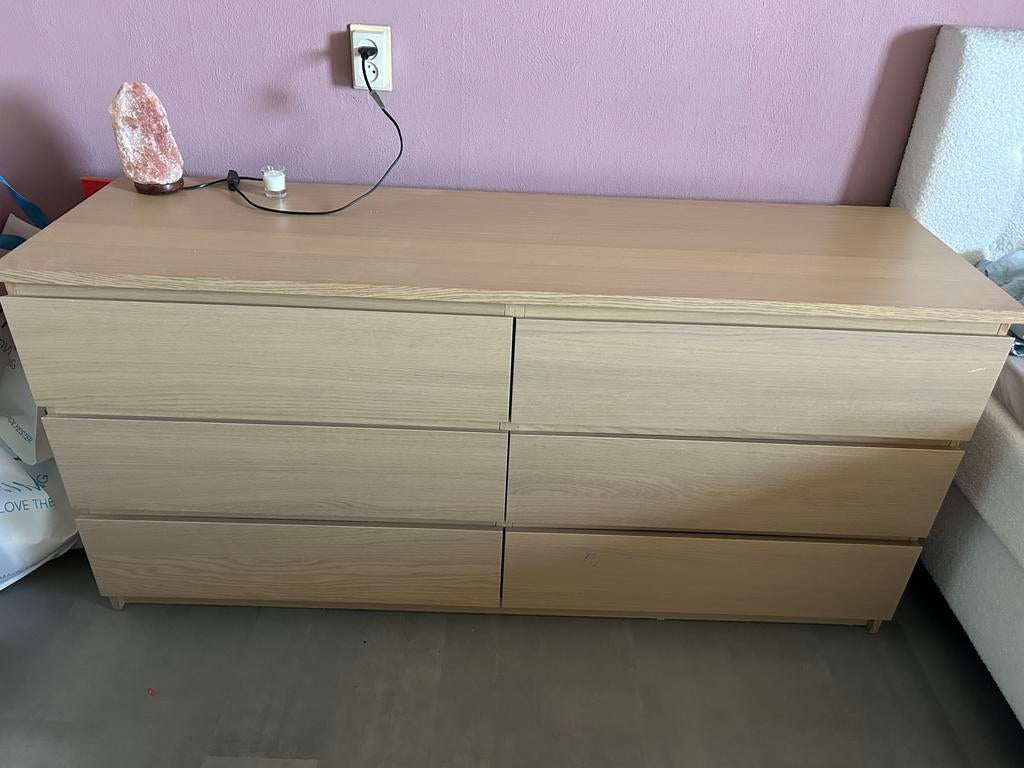 IKEA MALM ladekast met 6 lades, licht eiken, Ophalen, Gebruikt, 5 laden of meer, 100 tot 150 cm