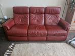 Lederen 3-zitsbank + 1 zit stoel, Huis en Inrichting, Banken | Bankstellen, Gebruikt, Driepersoons, Ophalen of Verzenden, Rechte bank