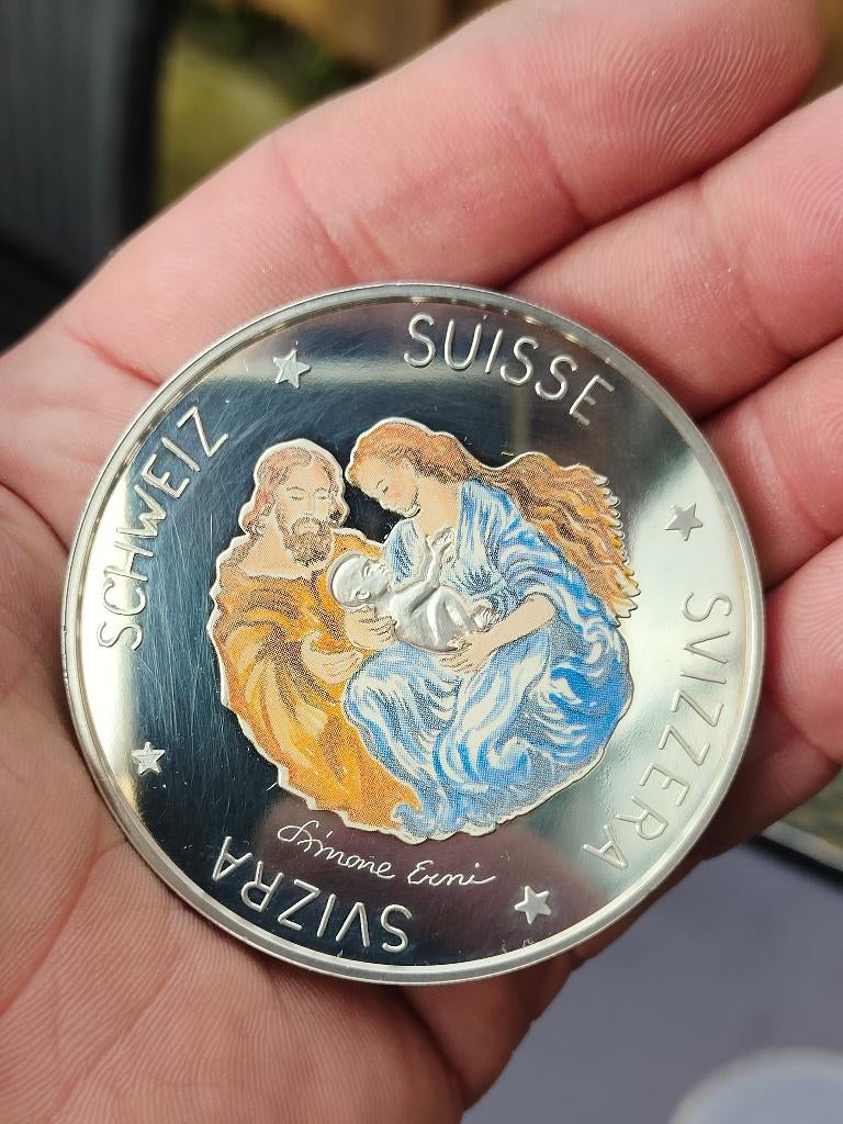 5 OZ 999 zilver -157gram Zwitserland 50 ECU 1995 "Kerstmis", Postzegels en Munten, Munten | Europa | Euromunten, Duitsland, Zilver