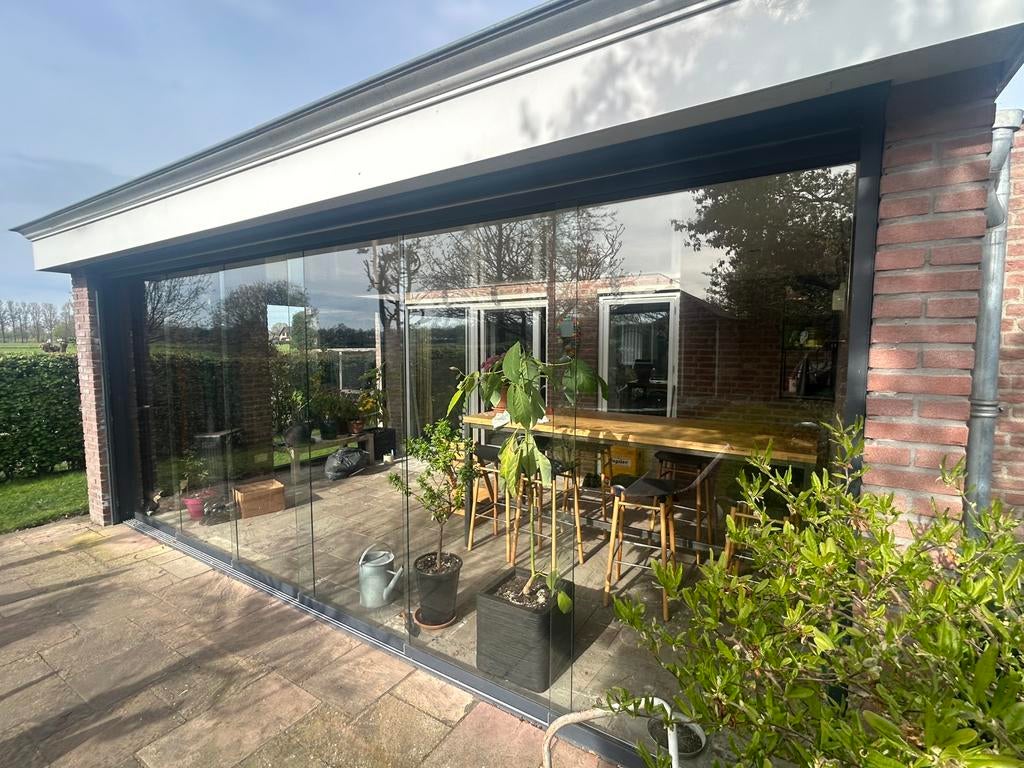 Glazen schuifwand en screen, Ophalen, Gebruikt, 225 cm of meer, Aluminium