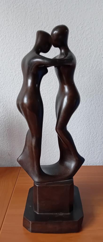 Bronzen beeld dansend/vasthoudend paar, Ophalen of Verzenden