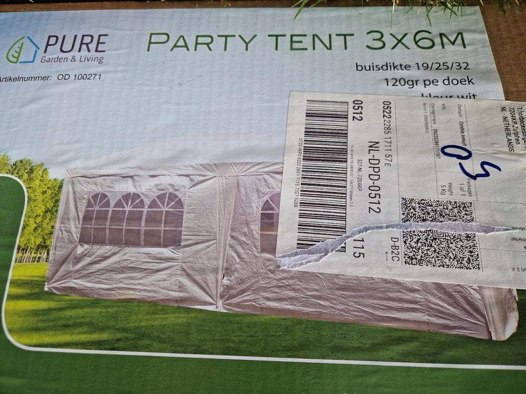 Partytent 3x6, Ophalen, 5 tot 8 meter