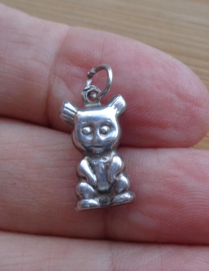 zilveren vintage bedel beer [179], Sieraden, Tassen en Uiterlijk, Bedels, Zo goed als nieuw, Overige merken, Zilver, 1 bedel, Verzenden