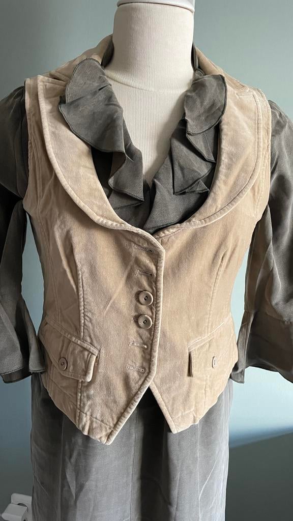 Gilet velours, Ophalen of Verzenden, Zo goed als nieuw, Maat 38/40 (M), Beige