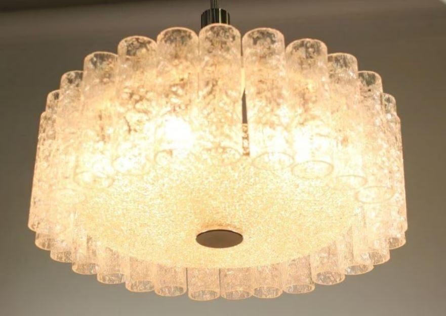 vintage designe hanglamp Doria ice-glas oude stock, Ophalen, Zo goed als nieuw, Glas, Mid-century