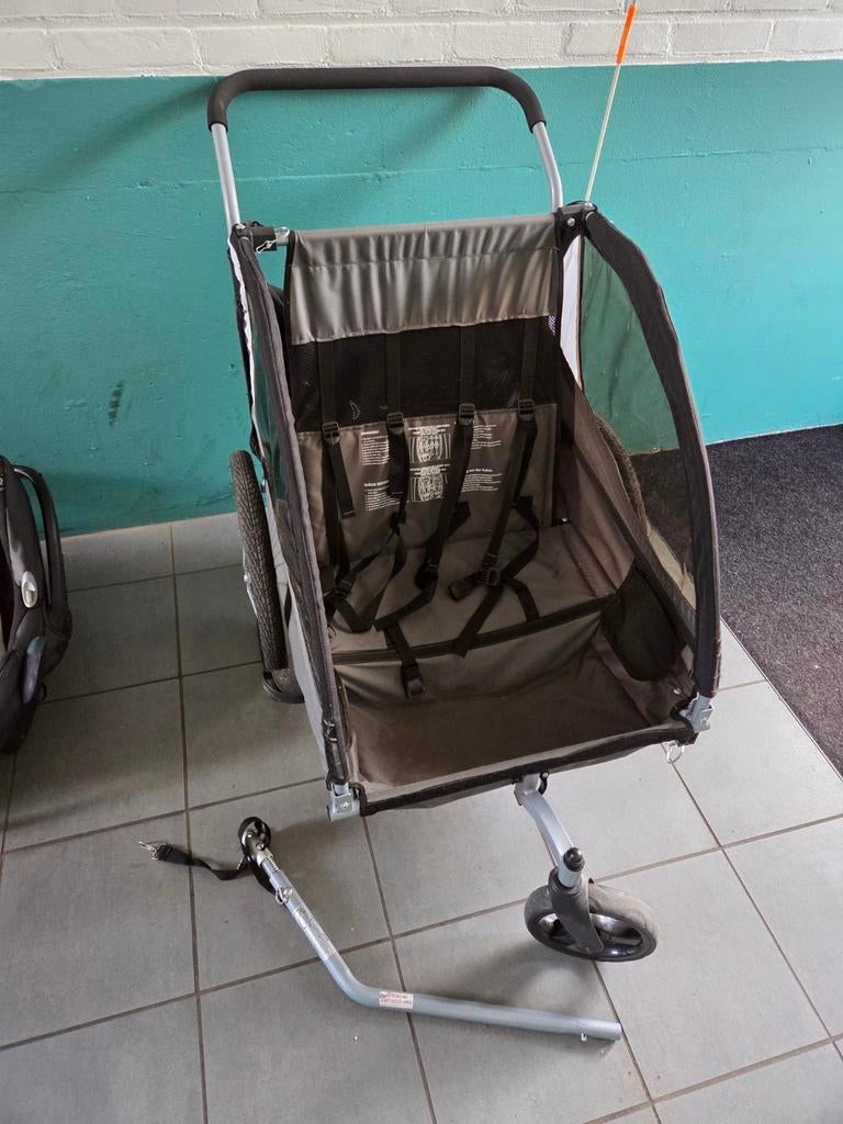 KESSER fietskar met 2 zitjes en regenhoes, Ophalen, Gebruikt, Opvouwbaar, Kinderkar