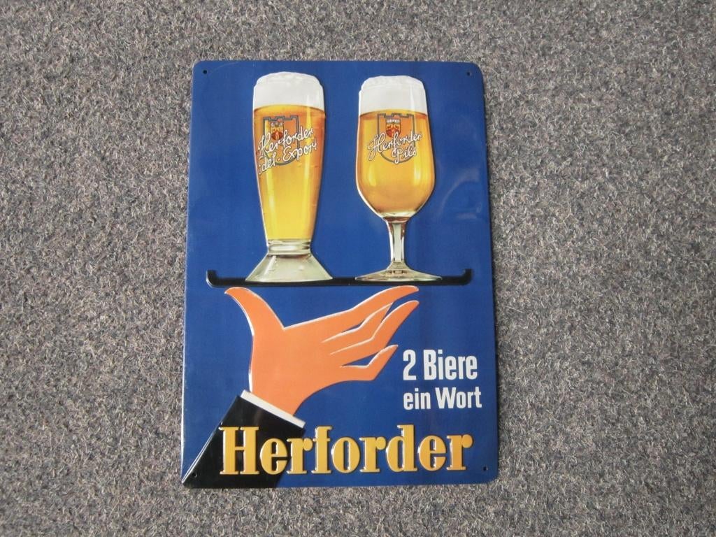 HERFORD BIER BLIKKEN RECLAMEBORD, Ophalen, Gebruikt, Reclamebord, Plaat of Schild, Overige merken