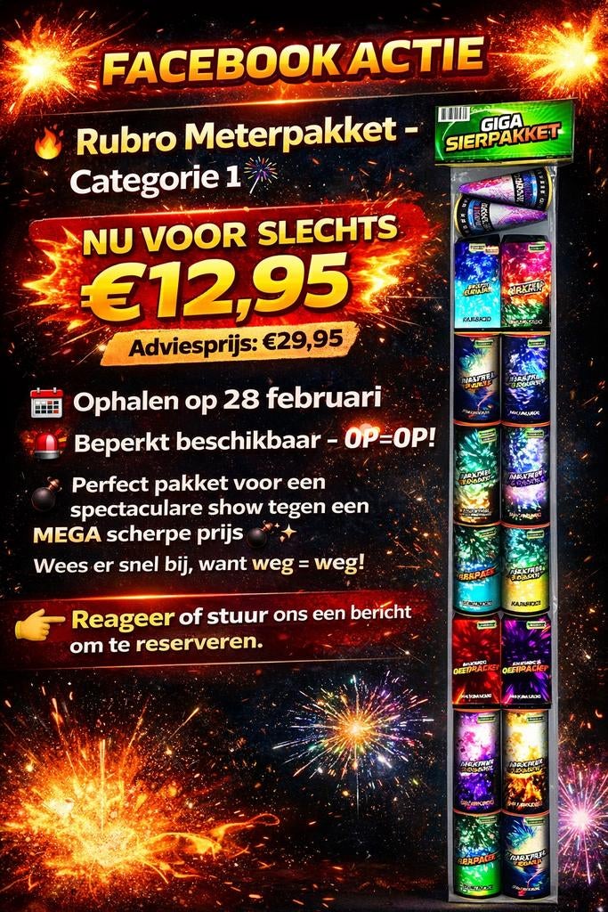 Rubro Meterpakket cat1 vuurwerk, Ophalen, Nieuw, Feestartikel, Overige