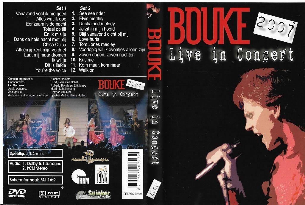 Bouke Live in concert  2007 dvd, Alle leeftijden, Ophalen of Verzenden, Zo goed als nieuw, Muziek en Concerten