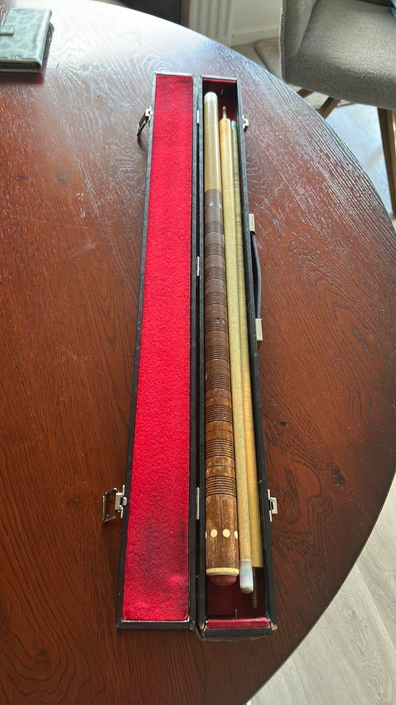 Biljart keu incl doos, Ophalen, Zo goed als nieuw, Keu of Ballen