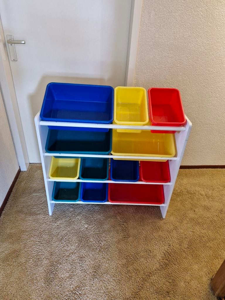 Handig opbergsysteem met gekleurde bakken, Kinderen en Baby's, Kinderkamer | Overige Meubels, Gebruikt, Overige typen, Ophalen