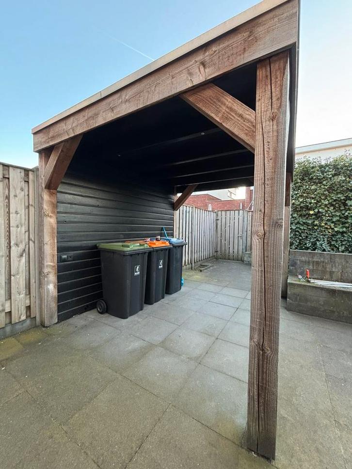 Stevige houten overkapping met verlichting (Douglas Hout), Tuin en Terras, Overkappingen, Zo goed als nieuw, Veranda, Ophalen of Verzenden