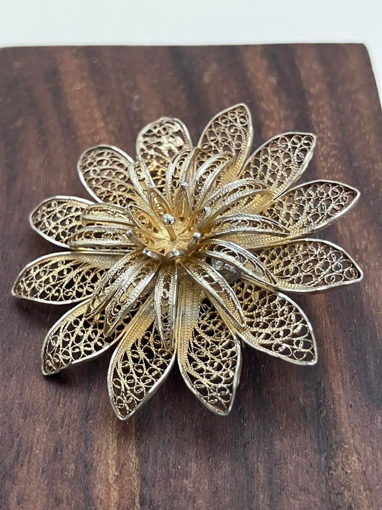Zilveren filigrein speld, Sieraden, Tassen en Uiterlijk, Broches, Ophalen of Verzenden, Zo goed als nieuw, Zilver