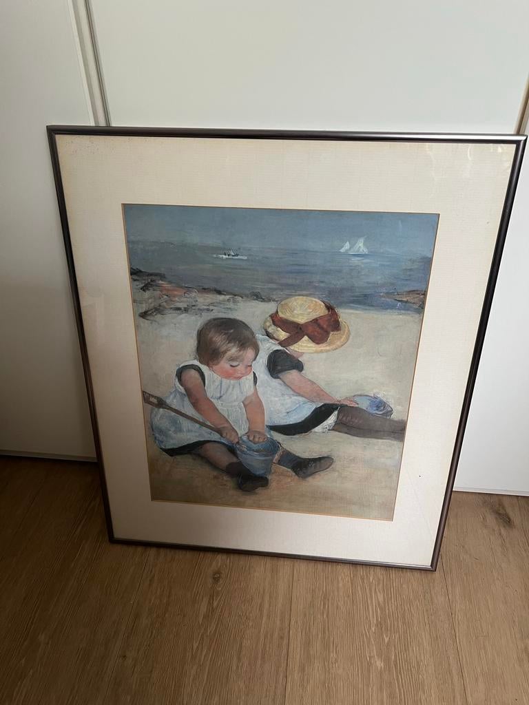 Mary Cassatt print: American children playing beach, Antiek en Kunst, Kunst | Schilderijen | Klassiek, Ophalen of Verzenden
