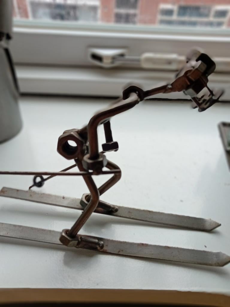 Metalen Moermannetje Skiër, Ophalen of Verzenden