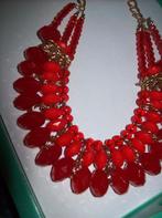 Ketting Rode Steen Kraal  Goudtinten Fraai mooi model, Verzenden, Nieuw, Steen of Mineraal, Met edelsteen