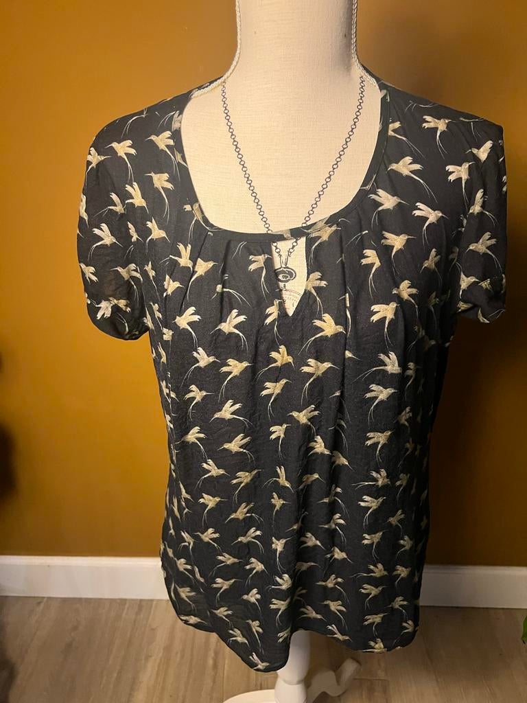 Scapa Sports Blouse met Kolibrie Print - Maat 40, Kleding | Dames, Maat 38/40 (M), Zwart, Ophalen of Verzenden, Korte mouw